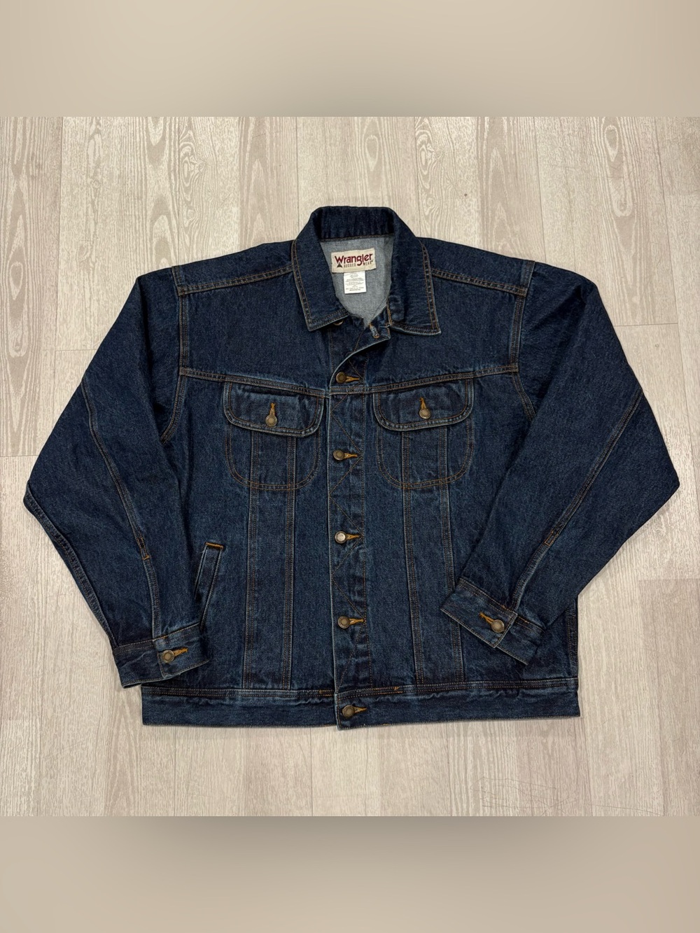 Wrangler Rugged Wear Dark Wash Men’s Denim Jacket Size L